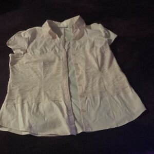 New York & Company Cream Button-Up Shirt